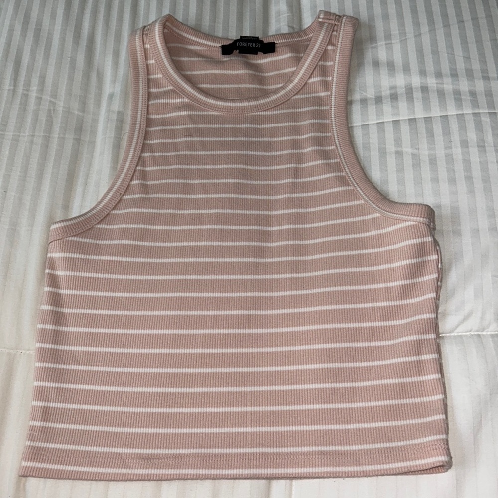 high neck baby pink crop tank